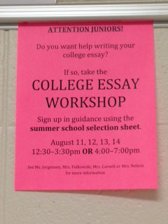 College Essay Workshop Begins This Summer  