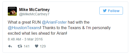 Texans Release Franchise Running Back Arian Foster