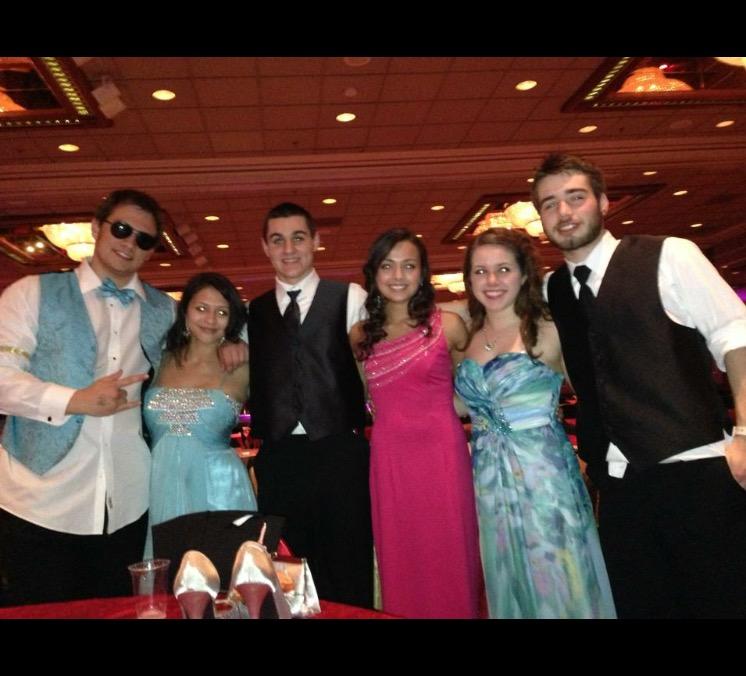 Mitchel Lewis (far right) at his senior prom with friends. 
