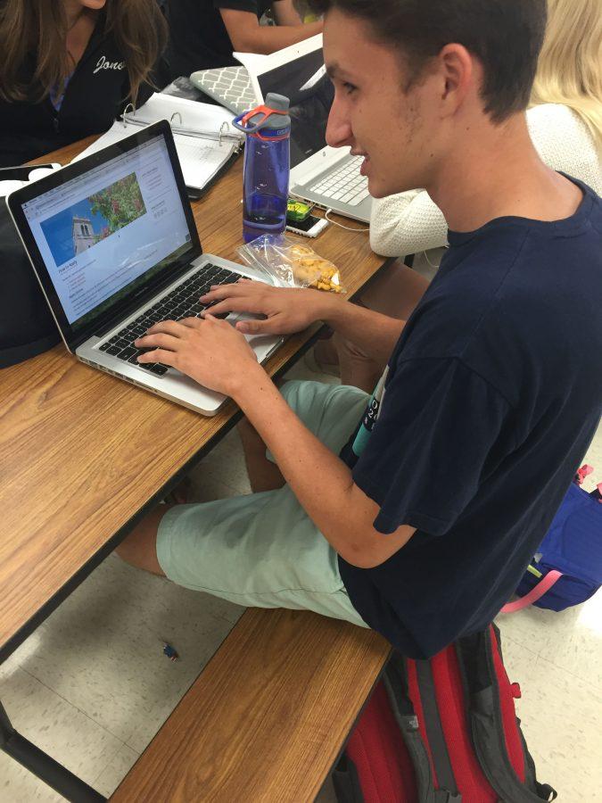 Tommy Miller learns about the UW Madison application by looking on the UW website during study hall on September 15th, 2016 