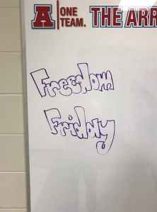 White board outside of the calculus classrooms.