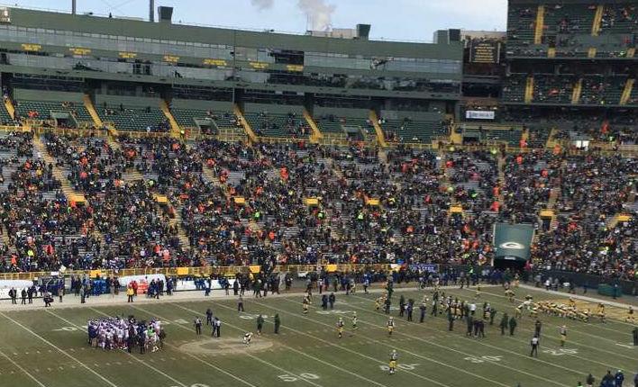 Players preparing for game at Lambeau field on Sunday, January 8th