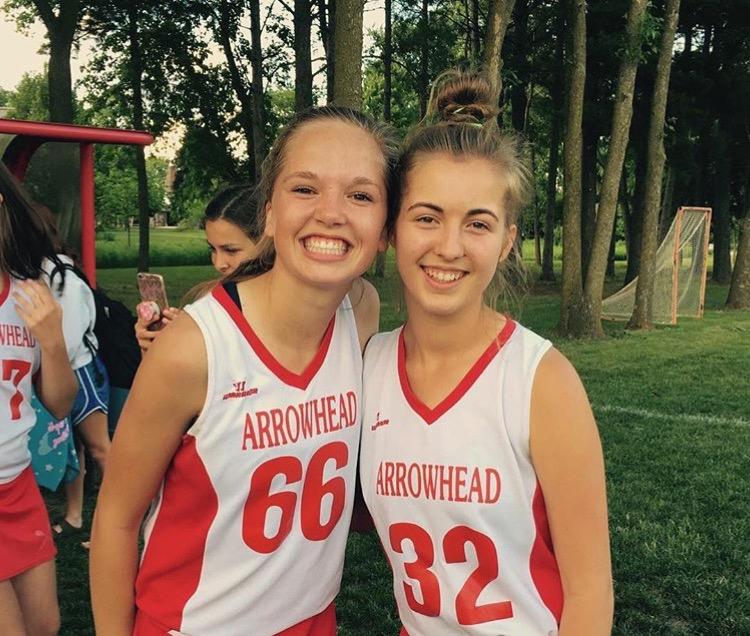photo+by+Coryn+Tormala+as+she+poses+with+Lauren+Chromy+after+the+2015-2016+girls+lacrosse+junior+varsity+conference+championship