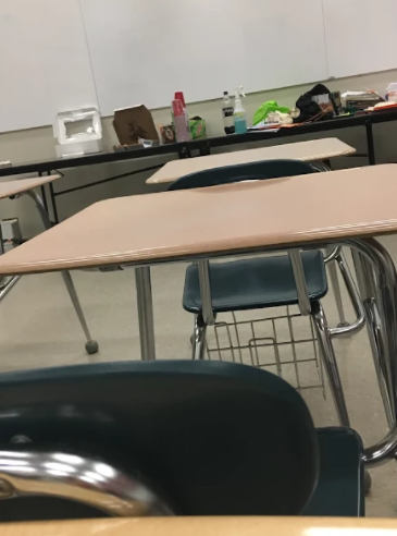 Empty desks since seniors left.
