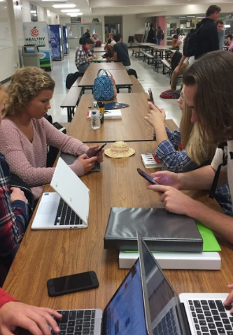 Arrowhead Students use Apple iPhones during study hall. 