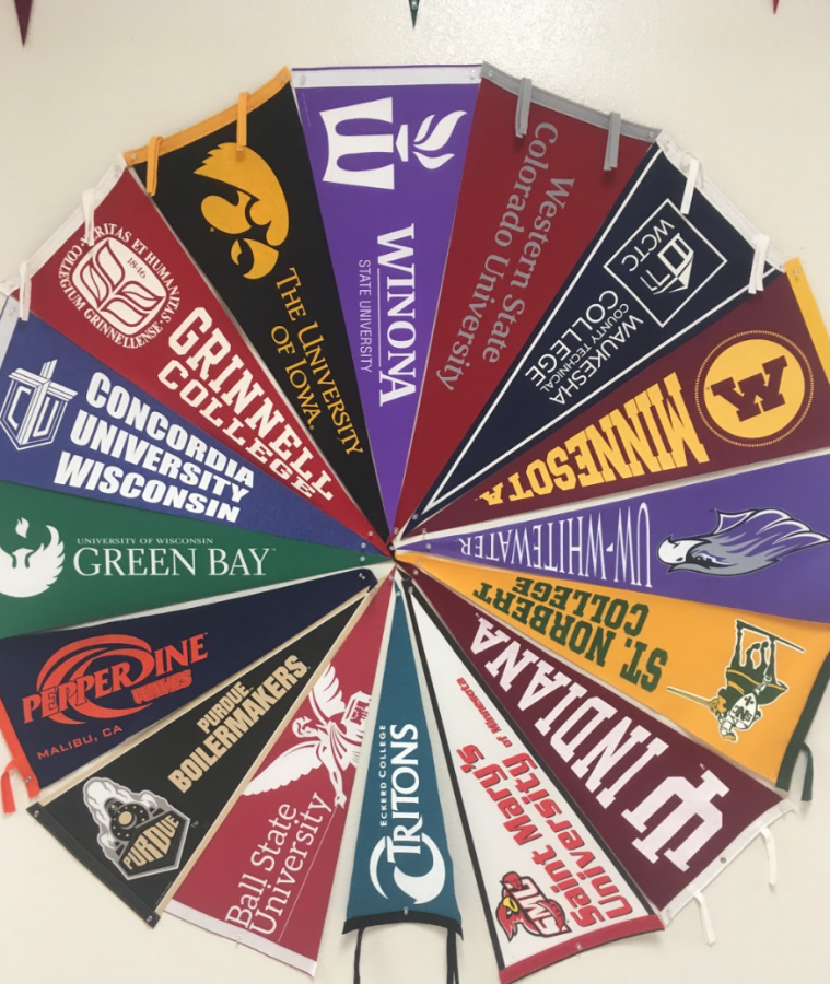 The college wheel at the North campus of Arrowhead helps give some college ideas to outgoing seniors.