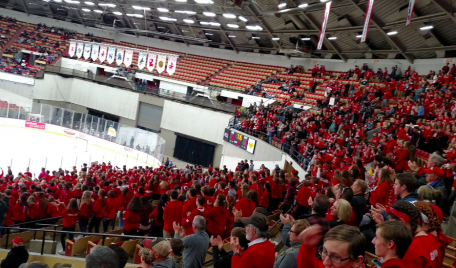 Arrowhead+students+support+the+AHS+Varsity+boys+hockey+team+at+the+State+Game.