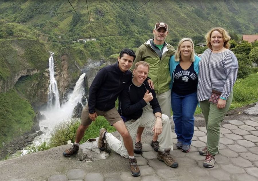 From left to right: Tour guide Juan Carlos, Mr. Kasun, Mr. Herriot, Mss. Hecho and Mss. DesRosiers (Ecuador). Submitted by Chris Herriot.