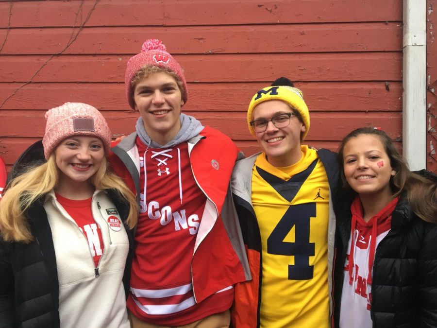 Joey Self (second from right) and his friends at the Michigan-Wisconsin football game last year. 